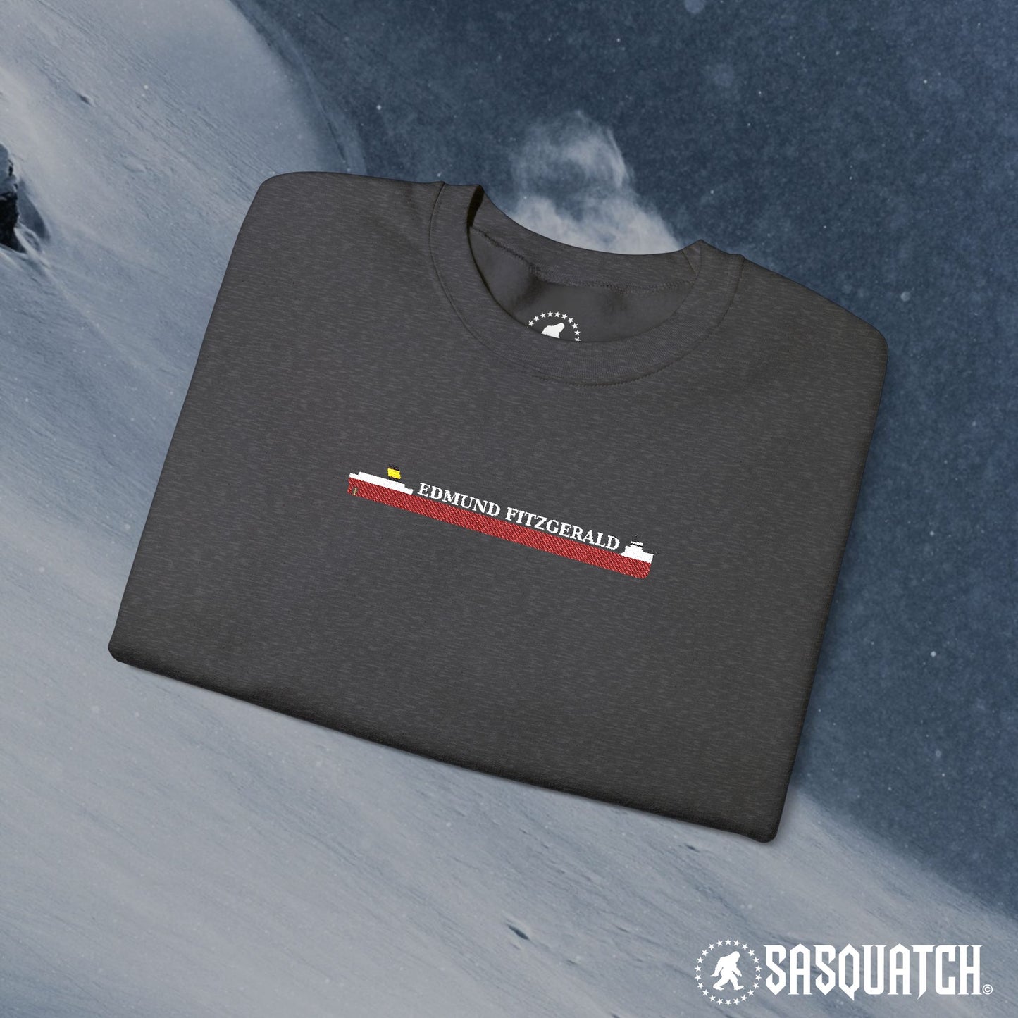 EDMUND FITZGERALD EMBROIDED CREWNECK